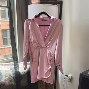 Elegant Pink Satin Dress